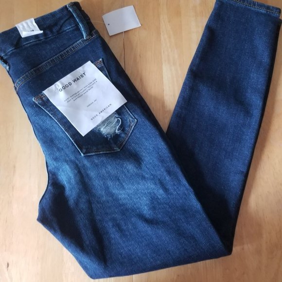 Good American Good Waist Chewed Back Pockets Jeans - Picture 5 of 16